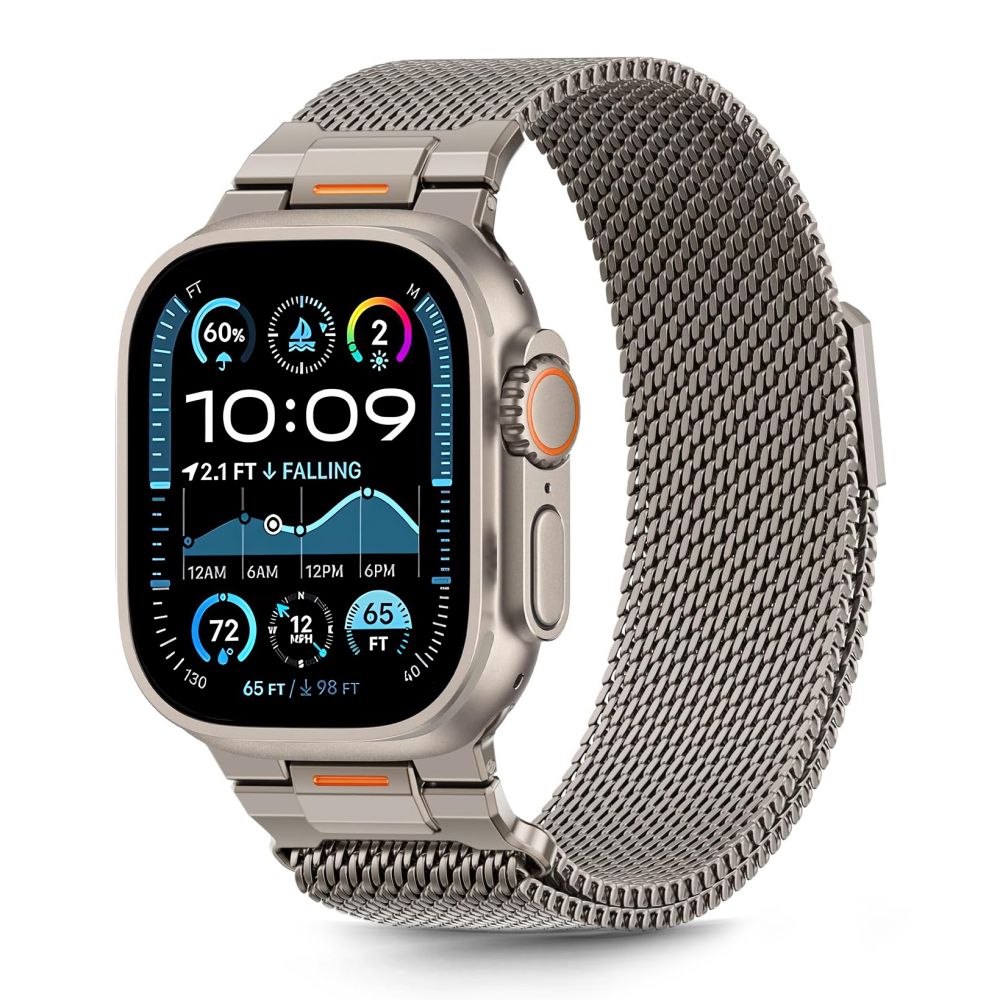Tech-Protect Milano Vanguard Apple Watch SE / 11 / 10 / 9 / 8 / 7 / 6 / 5 / 4 / 3 / Ultra 1 / 2 / 3 ( 44 / 45 / 46 / 49 mm ) Titanium Szíj