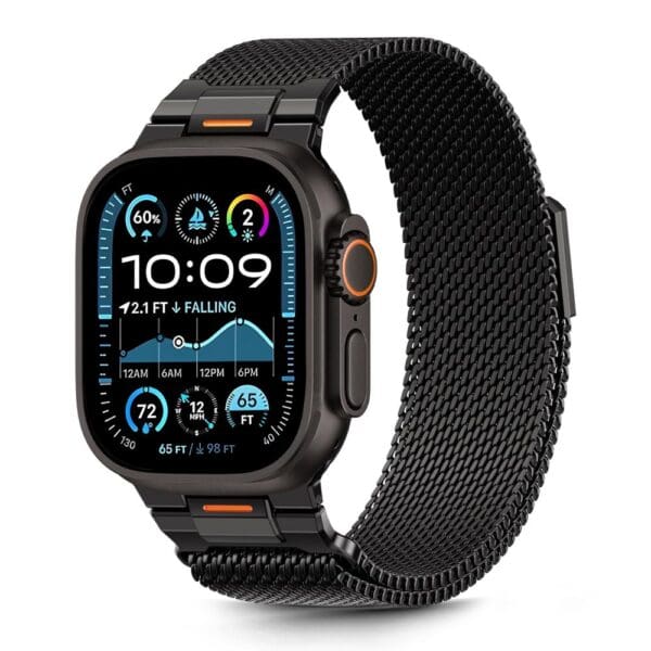 Tech-Protect Milano Vanguard Apple Watch SE / 11 / 10 / 9 / 8 / 7 / 6 / 5 / 4 / 3 / Ultra 1 / 2 / 3 ( 44 / 45 / 46 / 49 mm ) Black Szíj