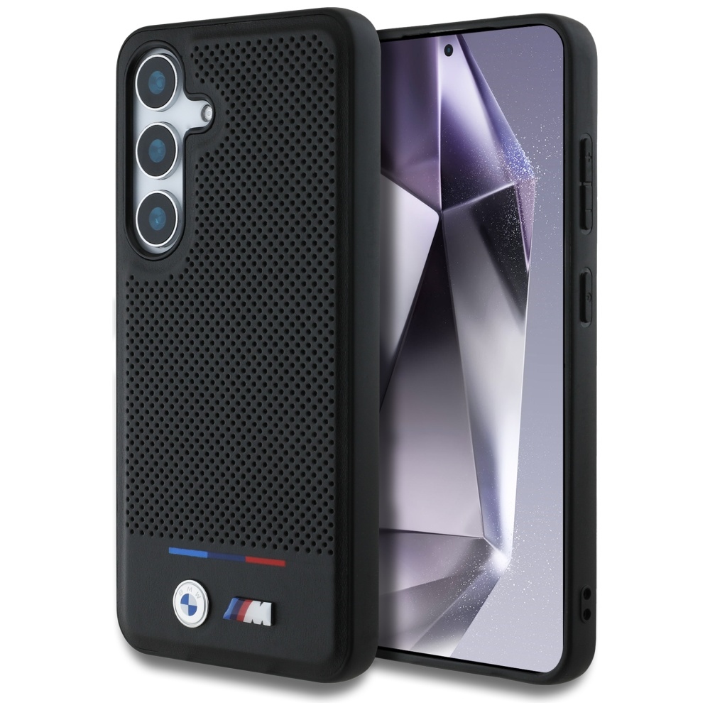 BMW Leather Tricolor Stripe MagSafe Black Samsung Galaxy S25 Plus Tok