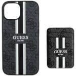 Guess 4G Stripes with wallet MagSafe Black iPhone 15 Tok