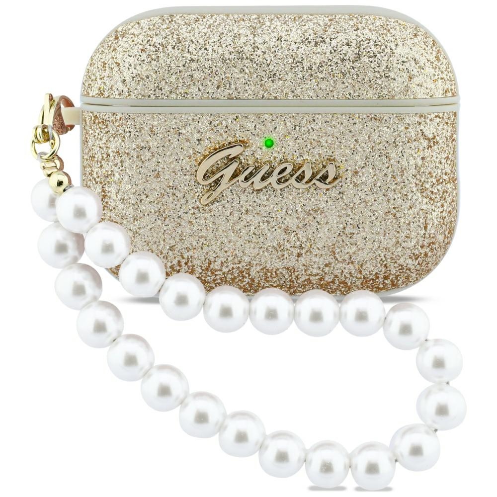 Guess Glitter Pearl Strap Gold AirPods Pro Tok
