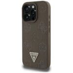 Guess Grained Hot Stamp Peony Triangle Logo MagSafe Brown iPhone 16 Pro Max Tok