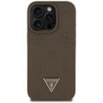 Guess Grained Hot Stamp Peony Triangle Logo MagSafe Brown iPhone 16 Pro Max Tok