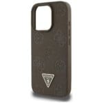Guess Grained Hot Stamp Peony Triangle Logo MagSafe Brown iPhone 16 Pro Max Tok