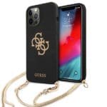 Guess GUHCP12LLSC4GBK 6,7" Black Hardcase 4G Gold Chain Collection iPhone 12 Pro Max Tok