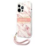 Guess GUHCP13LKMABPI Pink Hardcase Marble Strap Collection iPhone 13/13 Pro Tok
