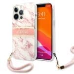Guess GUHCP13LKMABPI Pink Hardcase Marble Strap Collection iPhone 13/13 Pro Tok