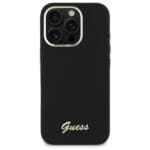 Guess GUHCP16LSMBSLK Black Hardcase Silicone Script Metal Logo & Frame iPhone 16 Pro Tok