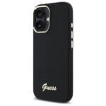 Guess GUHCP16MSMBSLK Black Hardcase Silicone Script Metal Logo & Frame iPhone 16 Plus Tok