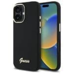 Guess GUHCP16MSMBSLK Black Hardcase Silicone Script Metal Logo & Frame iPhone 16 Plus Tok