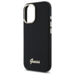 Guess GUHCP16MSMBSLK Black Hardcase Silicone Script Metal Logo & Frame iPhone 16 Plus Tok