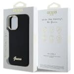 Guess GUHCP16MSMBSLK Black Hardcase Silicone Script Metal Logo & Frame iPhone 16 Plus Tok