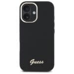 Guess GUHCP16SSMBSLK Black Hardcase Silicone Script Metal Logo & Frame iPhone 16 Tok