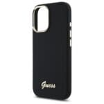 Guess GUHCP16SSMBSLK Black Hardcase Silicone Script Metal Logo & Frame iPhone 16 Tok
