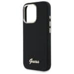 Guess GUHCP16XSMBSLK Black Hardcase Silicone Script Metal Logo & Frame iPhone 16 Pro Max Tok