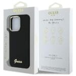 Guess GUHCP16XSMBSLK Black Hardcase Silicone Script Metal Logo & Frame iPhone 16 Pro Max Tok