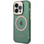 Guess GUHMP14LHTCMA Khaki Hardcase Gold Outline Translucent MagSafe iPhone 14 Pro Tok