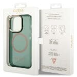 Guess GUHMP14LHTCMA Khaki Hardcase Gold Outline Translucent MagSafe iPhone 14 Pro Tok