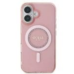 Guess GUHMP16MPFTDTEP Pink Hardcase IML Rhinestones MagSafe iPhone 16 Plus Tok