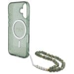 Guess GUHMP16SHGCRELSA green Hardcase IML Glitter With Pearl Strap MagSafe iPhone 16 Tok