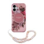 Guess IML Flowers Strap MagSafe Pink iPhone 16 Plus Tok