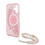 Guess IML Flowers Strap MagSafe Pink iPhone 16 Plus Tok
