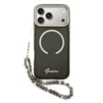 Guess IML Glitter Script Strap MagSafe Black iPhone 17 Pro Max Tok