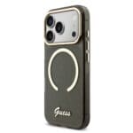 Guess IML Glitter Script Strap MagSafe Black iPhone 17 Pro Tok