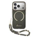 Guess IML Glitter Script Strap MagSafe Black iPhone 17 Pro Tok