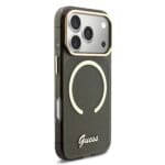 Guess IML Glitter Script Strap MagSafe Black iPhone 17 Pro Tok