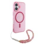 Guess IML Glitter Strap MagSafe Pink iPhone 16 Plus Tok