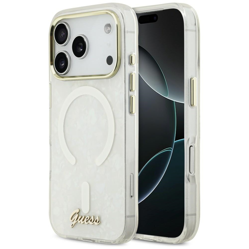 Guess IML Shell Script Metal MagSafe White iPhone 17 Pro Max Tok