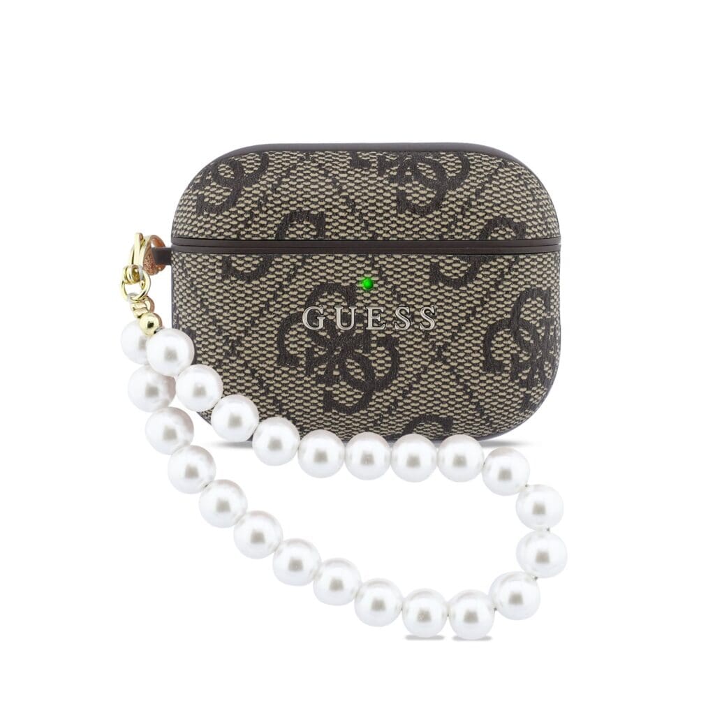 Guess PU 4G Classic Logo Pearl Strap Brown AirPods Pro Tok