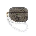 Guess PU 4G Classic Logo Pearl Strap Brown AirPods Pro Tok