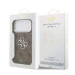 Guess PU 4G Metal Logo Silver Brown iPhone 17 Pro Max Tok
