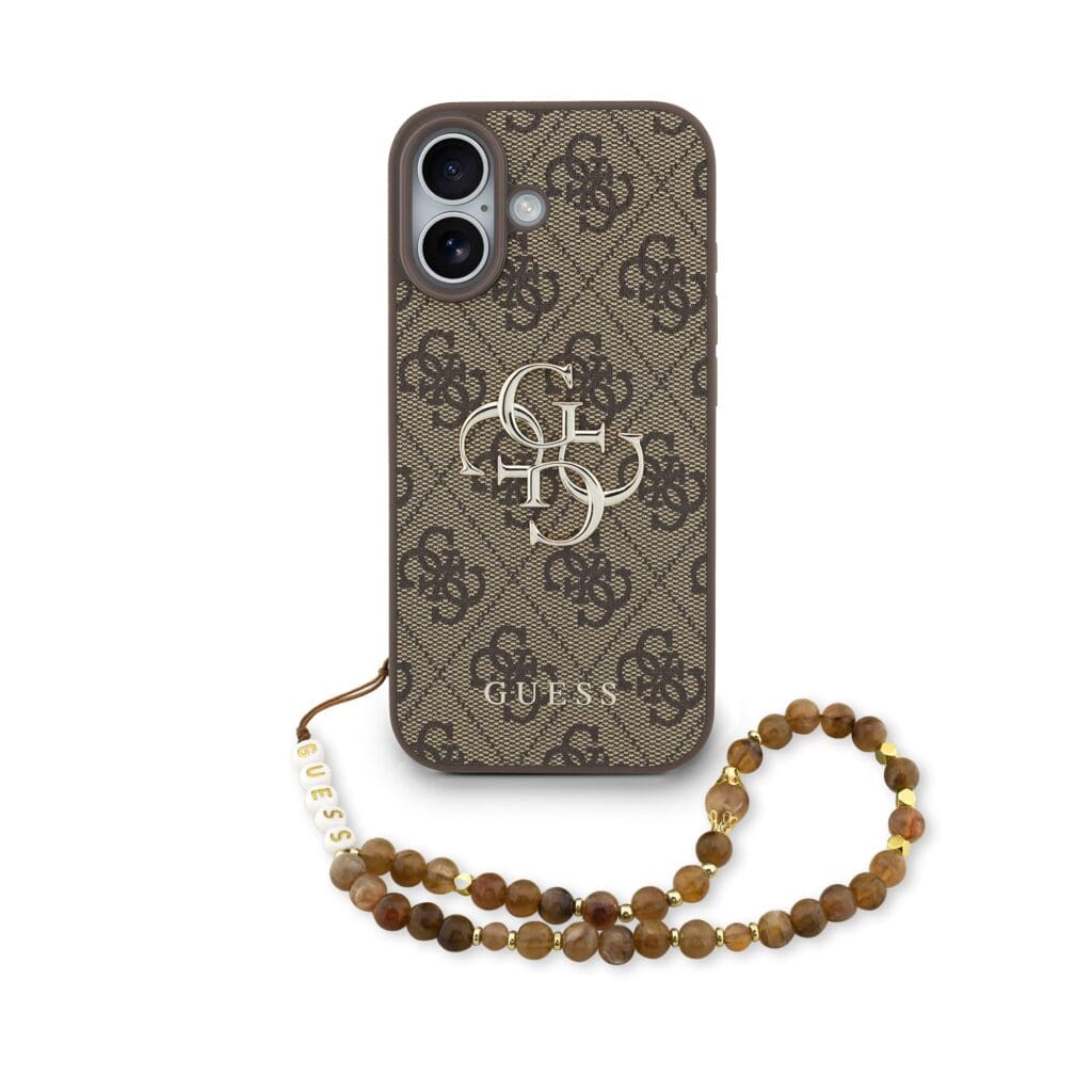 Guess PU 4G Metal Logo Strap Brown iPhone 17 Tok