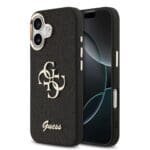 Guess PU Fixed Glitter 4G Metal Frame Black iPhone 17 Tok