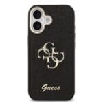 Guess PU Fixed Glitter 4G Metal Frame Black iPhone 17 Tok