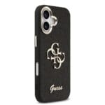 Guess PU Fixed Glitter 4G Metal Frame Black iPhone 17 Tok