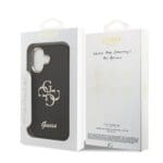 Guess PU Fixed Glitter 4G Metal Frame Black iPhone 17 Tok