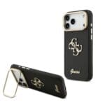 Guess PU Grained 4G Logo Stand Camera Frame Black iPhone 17 Pro Max Tok