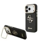 Guess PU Grained 4G Logo Stand Camera Frame Black iPhone 17 Pro Tok