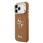 Guess PU Grained 4G Logo Stand Camera Frame Brown iPhone 17 Pro Max Tok