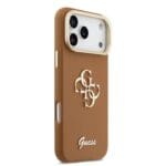 Guess PU Grained 4G Logo Stand Camera Frame Brown iPhone 17 Pro Max Tok