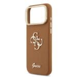 Guess PU Grained 4G Logo Stand Camera Frame Brown iPhone 17 Pro Max Tok
