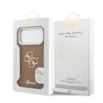 Guess PU Grained 4G Logo Stand Camera Frame Brown iPhone 17 Pro Max Tok