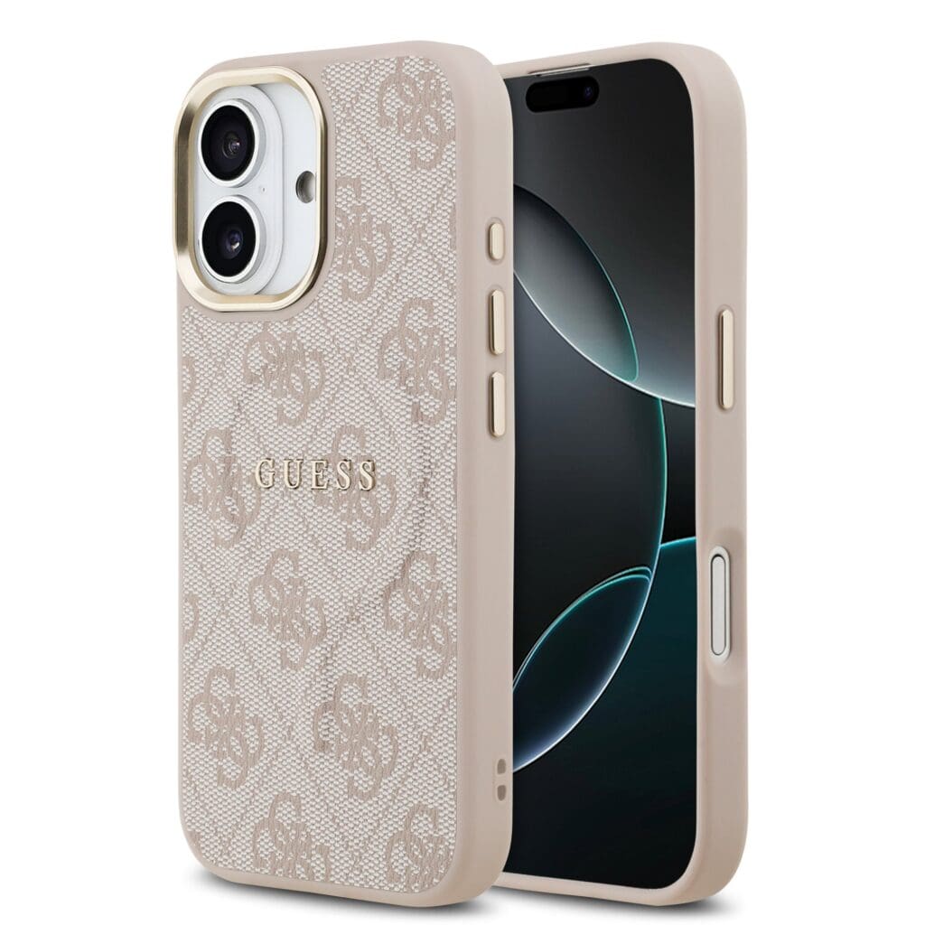Guess PU Leather 4G Gold Frame MagSafe Pink iPhone 17 Tok