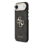 Guess PU Leather 4G Metal Logo Gold Frame Black iPhone 17 Air Tok
