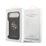 Guess PU Leather 4G Metal Logo Gold Frame Black iPhone 17 Air Tok