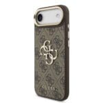 Guess PU Leather 4G Metal Logo Gold Frame Brown iPhone 17 Air Tok